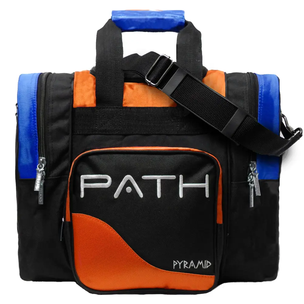 PYRAMID Path Pro Deluxe Single Ball Tote Bowling Bag, Non-Roller Sport Carrier, Orange, Royal Blue & Black, Adults, Best Bag At The Best Price, With Handle Bowling Bags