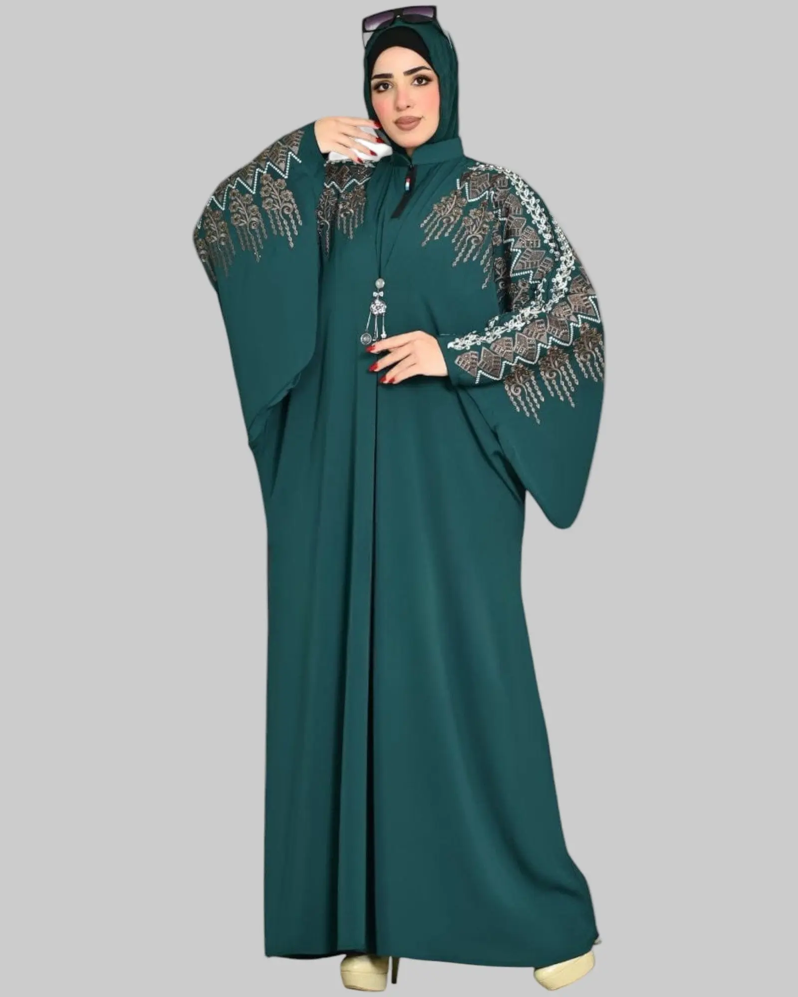 Women's Ruqayya Embroidered Traditional Modest Islamic Abaya - Loose Fit Outer Robe, Abaya Fashion, Dry Clean Recommended