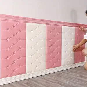 3pc Self-Adhesive Xpe Foam Wallpaper, Waterproof and Moisture-Resistant, Reusable and Cuttable, Ideal for Bedroom and Living Room Decor