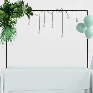 Over the Table Rod Stand with Clamps 13''-42'' Tall 29"-98" Length Set of 2 Black Table Arch for Wedding Birthday Halloween Christmas Decoration