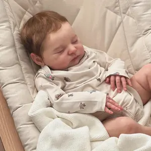 GUESSBELLY 50cm Realistic Reborn Baby Doll with 3D-Paint Skin and Visible Veins, Newborn Asleep Baby (Cloth Body, Soft Vinyl Limbs) Toy Kids Birthday Gift