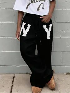 Hot-Selling #NY Streetwear Sweatpants, Casual Lounge Pant – Oversized Fit, Premium Cotton Blend, #FallFashion Essential, "NY" Patch Design, Must-Have for Trendsetters & Urban Style Enthusiasts