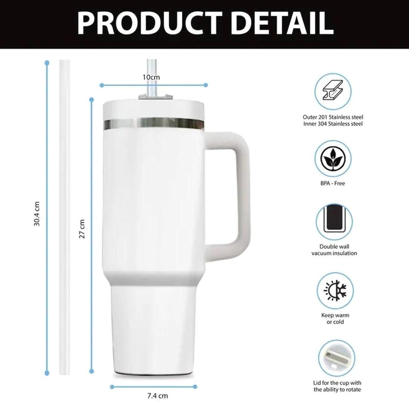 Godzilla 40oz Insulated Tumbler with Handle & Straw - Leak-Proof Stainless Steel Vacuum Flask - Cool Monster Gift for Fans & Coffee Lovers