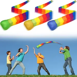 3-Pack Rainbow Tail Toss Balls, Foam Sports Comet Balls, Soft Multicolor, Indoor Outdoor Kids Adults School Training, Gift Idea, 23.62 Inches Long