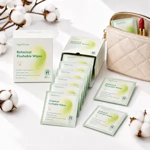 AquVryne Flushable Toilet Wipes, Individually Wrapped Full-Size Wipes, Plant-Based Travel Packs, Alcohol-Free, Septic Safe, Fresh Scent