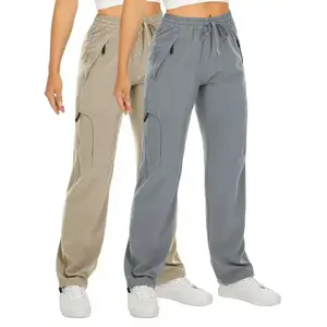 Women's 1-Pack Heavy-Duty Outdoor Cargo Pants Quick-Dry Breathable Work Trousers with Multi-Zipper Pockets Drawstring Waist & Belt Loops All-Season Beige/Tan Hiking Camping Travel Machine Washable Softshell Urban Harri Joggers Streetwear Joggers