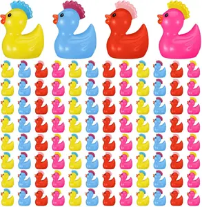 100 Pcs Mini Punk Resin Ducks Little Figures Bulk Rock Mini Duck Figures Tiny Punk Rock Duckies Party Favors for Desktop Home Garden Hide Decor