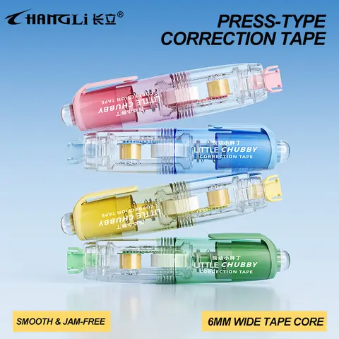New Push-On Pen-Shaped Correction Tape - 6 mm Widened Core, Replaceable Core, 360-Degree Rotatable Belt Nozzle, 4 Main Bodies, 8 Assorted-Color Refills, Quick Corrections, Durable Study Tool for Students, Office Use Office Stationery Supplies