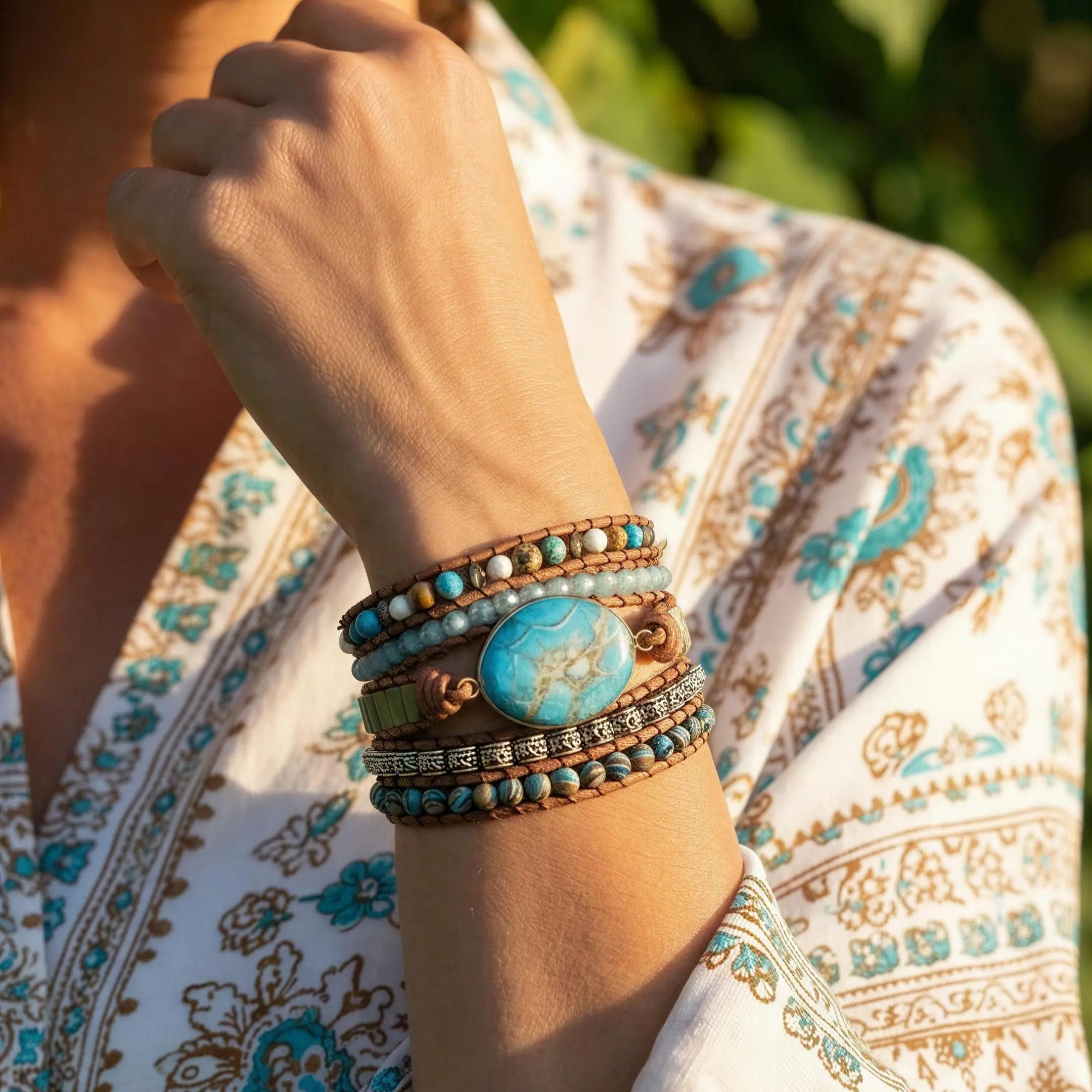 Kaiah Leather Wrap Bracelet