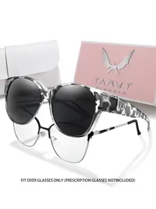 Fit Over Glasses Sunglasses, Sporty Wrap Around Sunglasses for Women & Men, Modern Trendy Sunglasses, Comfortable Wear Over The Prescription Glasses for Everyday Style