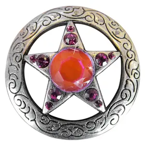 Western Screw Back Concho Star Fuchsia Crystal Bling Cowgirl