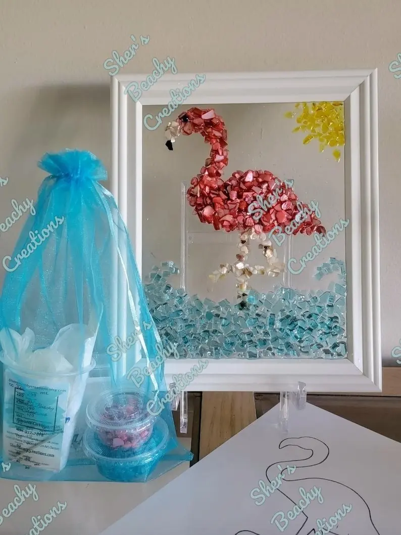 DIY Resin Art Kit: crushed shell Flamingo Picture, Shell Crafting