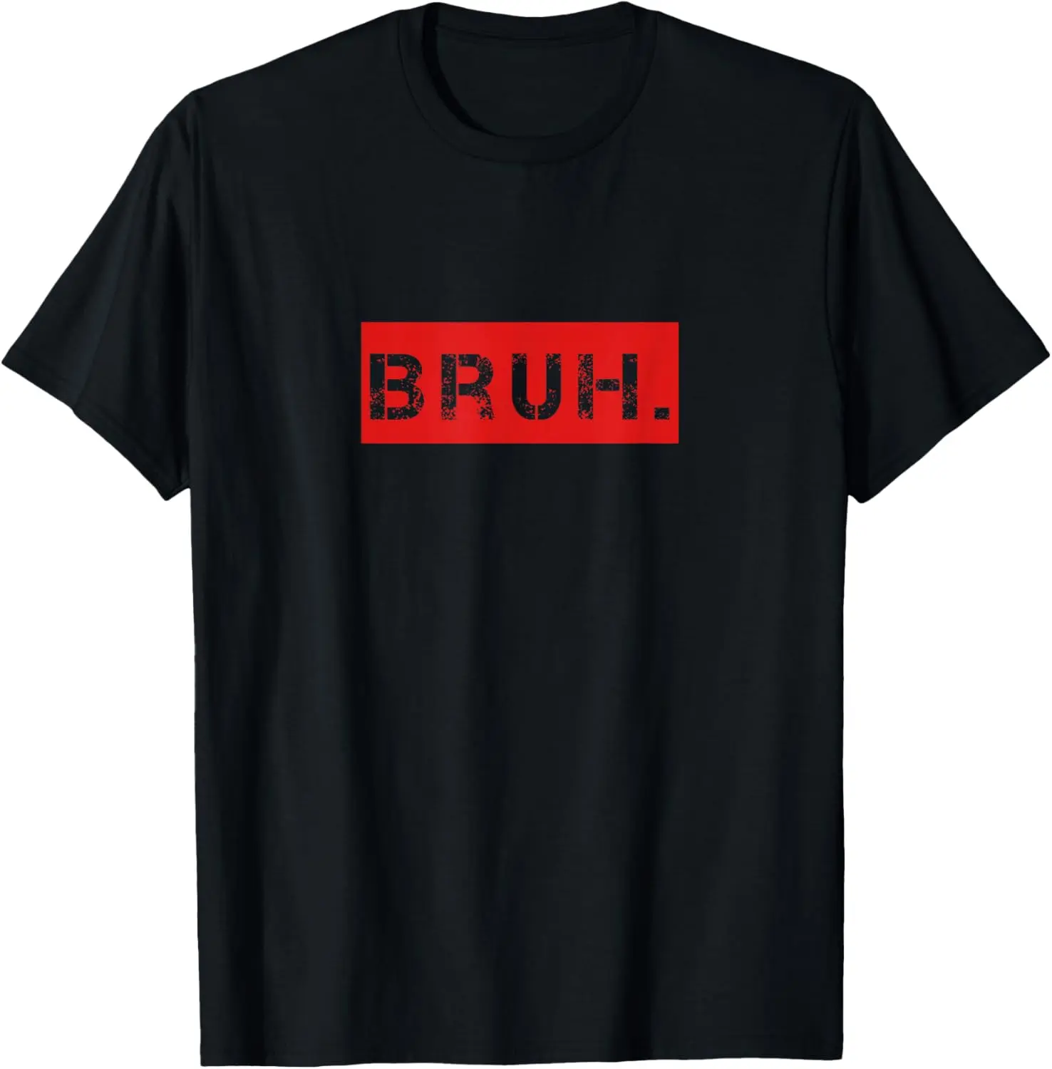 Men's Pure Cotton Soft Short-Sleeve T-Shirt, Bruh Meme Funny Saying Graphic Top, Fitness Casual Round Neck Menswear, Natural Fabric Greeting Gift for Teens Boys