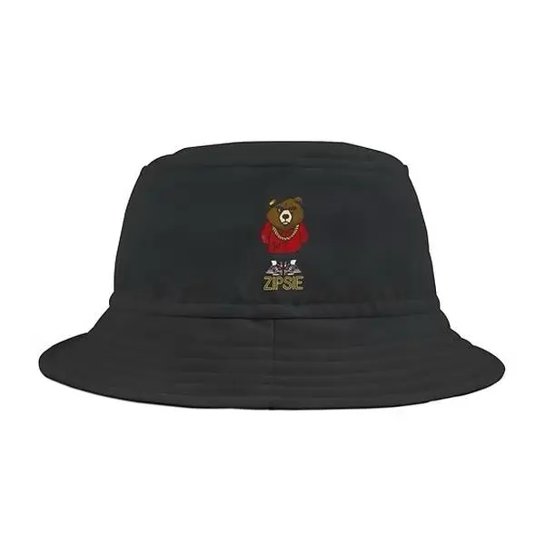 Zipsie Bear Bucket Hat — Black Bucket Hat