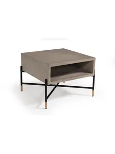 HomeRoots 472129 Modern Gray Concrete & Black Metal Coffee Table