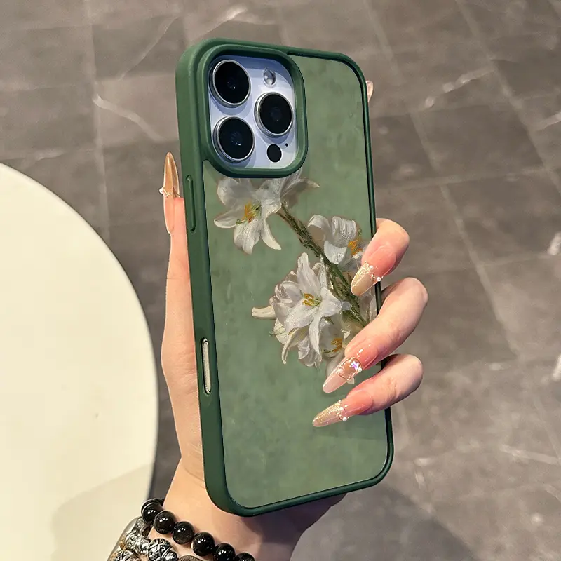 Magnetic Protective Case for iPhone 17 16 E Pro Max 15 Plus 14 13 12 11 XS XR, Y2K Lily Grace Pattern | Lightweight, Shockproof, Silicone, Protective, and Trendy
