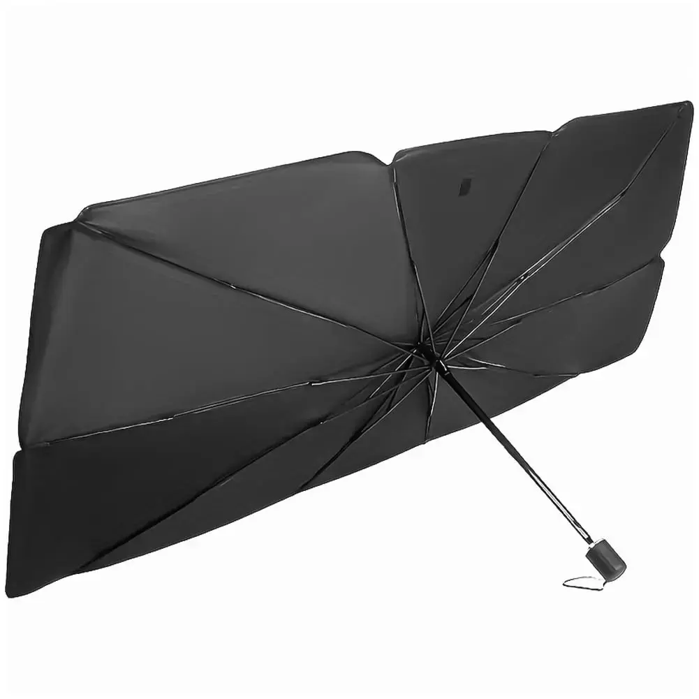 Foldable Car Front Window Umbrella Sunshade, PU Leather-Plastic Anti-UV Blocker for Sedan, Blocks Sunlight & Glare, Reduces Interior Heat, Ideal for Parking & Outdoor Activities