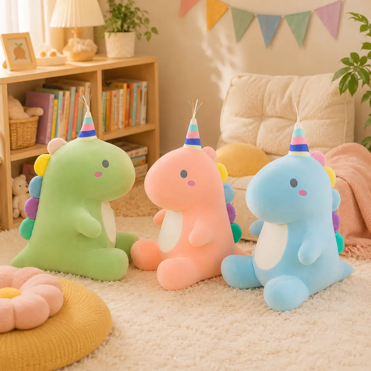 SNOWOLF Cute Dinosaur Stuffed Toy, 10"-12"-16" Sitting Plushies, Durable Soft Fluffy Plush, Machine Washable, Stuffed Animal Gifts for Kids, Birthday Ideas, Collectibles, House Decoration