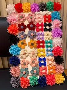 30pcs Random Flower Bow Hair Clips Set, Perfect for Casual Outings & School Wear, Ideal Gift for Cute Girls' Hairstyles