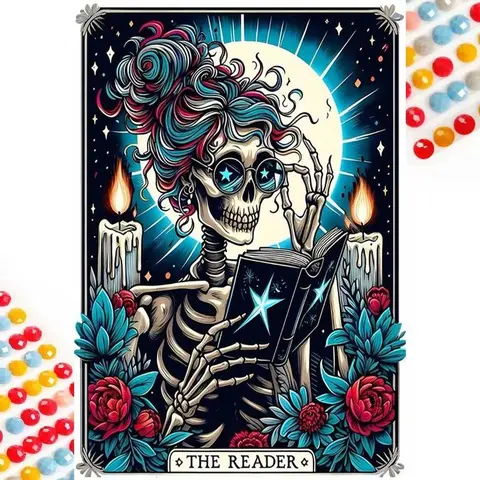 Skull & Book Pattern DIY Diamond Arts Colorful Painting Kit without Frame, 5D Diamond Arts Colorful Painting Kit, Wall Art Decor for Home, Handmade Gifts, Diamond Painting Kits, Handicraft