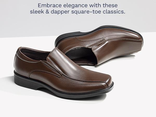 Bruno Marc Men's Classic Square Toe PU Leather Loafers