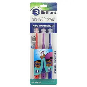 Baby Buddy Brilliant, Kids Toothbrush, 5-9 Years, 3 Toothbrushes
