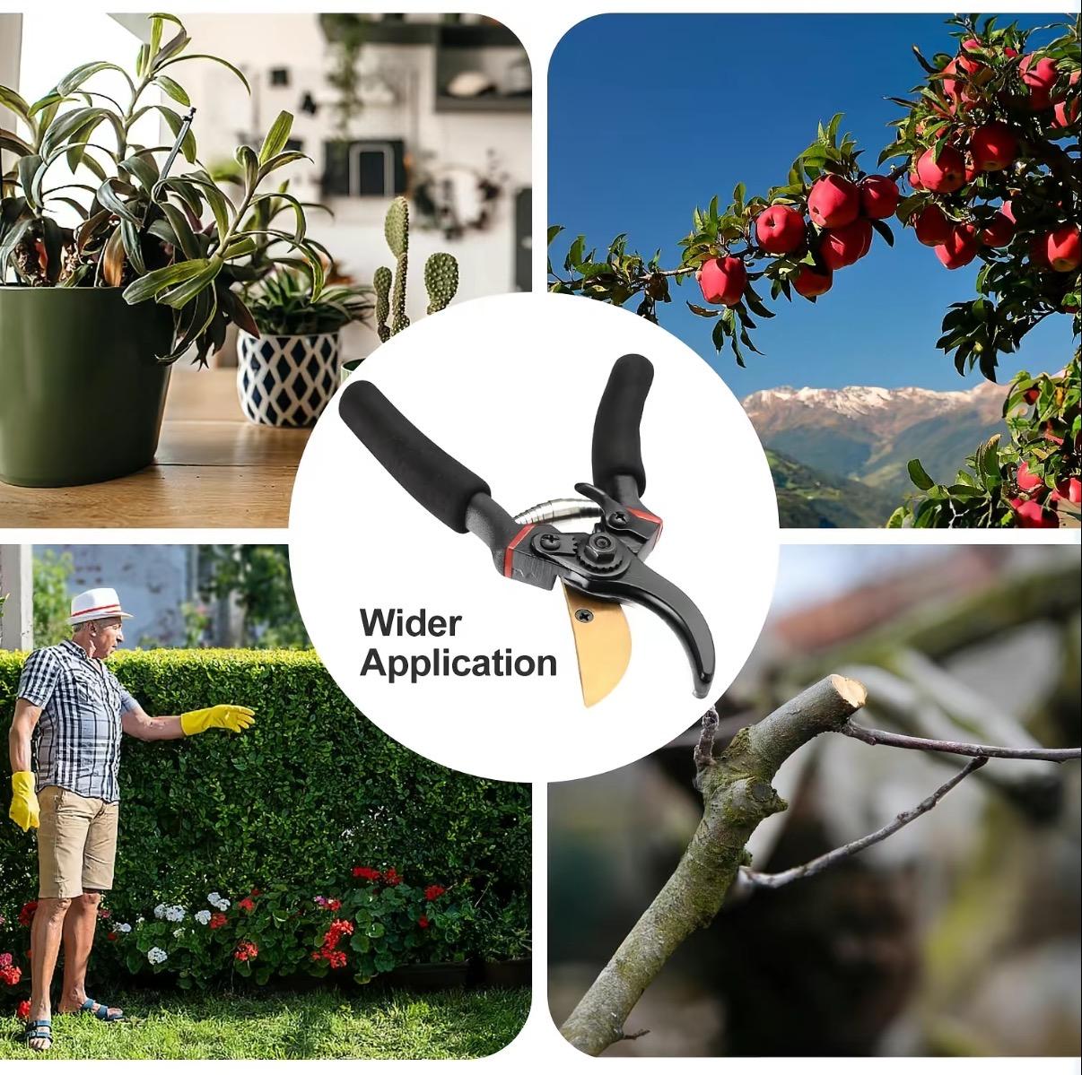 Mini Garden Shears, Pruning Shears, PruningScissors with Sharp Blade, Hand Pruner, Non-slipComfort Handle and Safety Lock, EffortlessCuts3X Easier