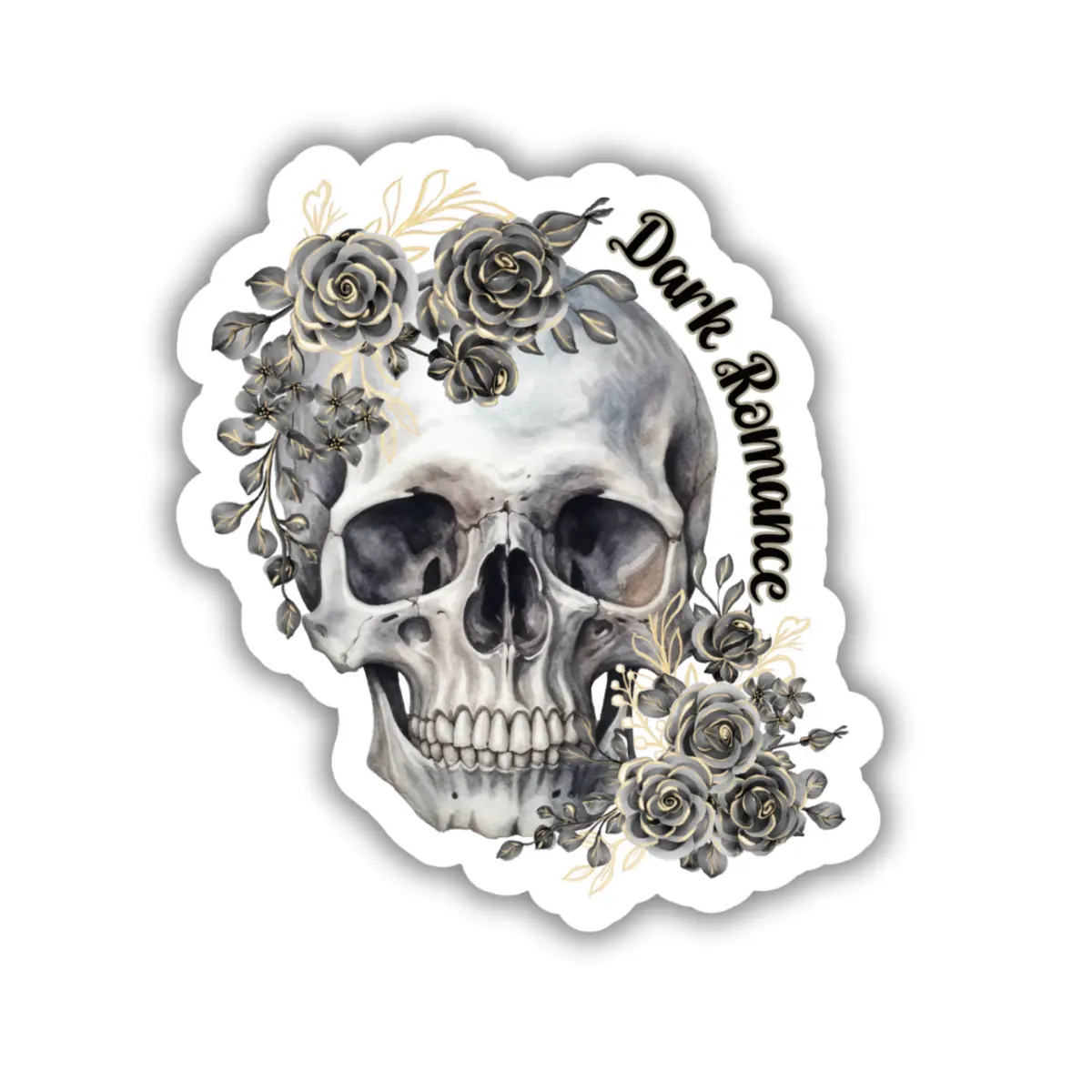 Dark Romance Skull and Flower Sticker for Kindle, Laptop, Water Bottle, Romance Book Sticker, Smut Sticker Decor Decorative Glossy Shiny