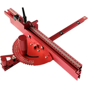 Table Saw Miter Gauge, Red Aluminum Angle Measuring Tool with Protractor