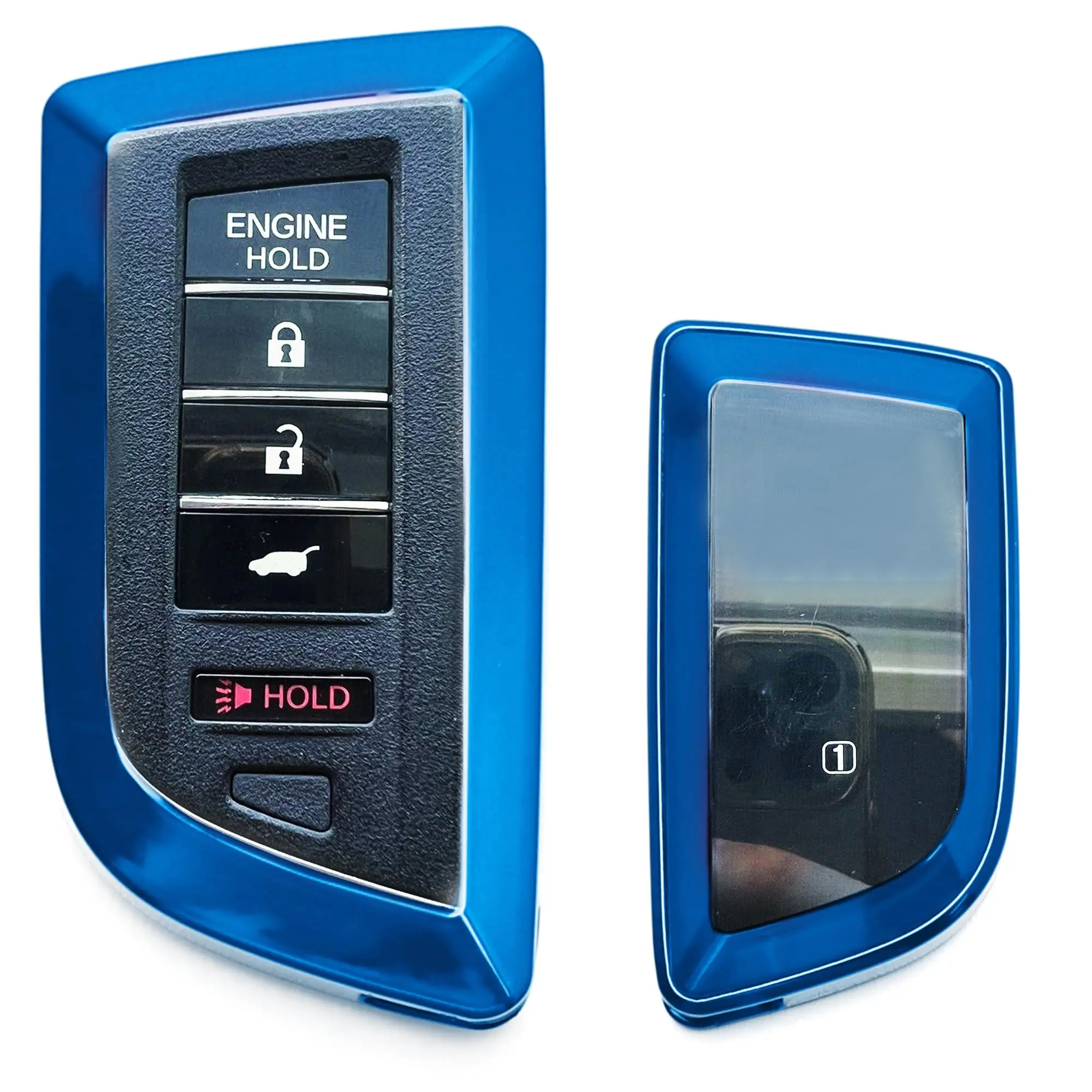 iJDMTOY Glossy Blue Finish TPU Key Fob Front & Back Coverage Protective Case Cover, For Acura 2022-up MDX TLX RDX RLX ILX Integra 5B Smart Key