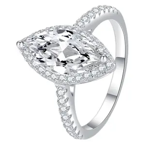 #92 (Marquise 1/2CT) 925 Sterling Silver Synthetic Moissanite Ring