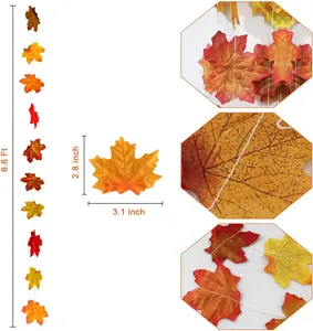 10 Pack Fall Maple Leaf Garland – 66FT Artificial Autumn Leaves Decor