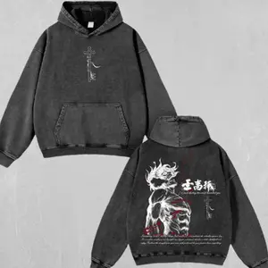 Shingeki No Kyojin Eren Streetwear Retro Vintage Washed Hoodie & T-Shirt | Oversized Heavy Cotton Graphic Streetwear Tee | Gift for Him, Her & Anime Fans Menswear Casual Long Sleeve