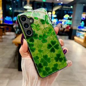 A Premium Tempered Glass Phone Case Featuring Fresh Clovers' Whispers of Luck, Suitable for Various for Samsung for Galaxy Models Including S25, S24, S23, S22, S21, S20, Ultra, Plus, S10, Note20, A71, A51, A56, A32, A36, A23, A26, A14, A16, A05