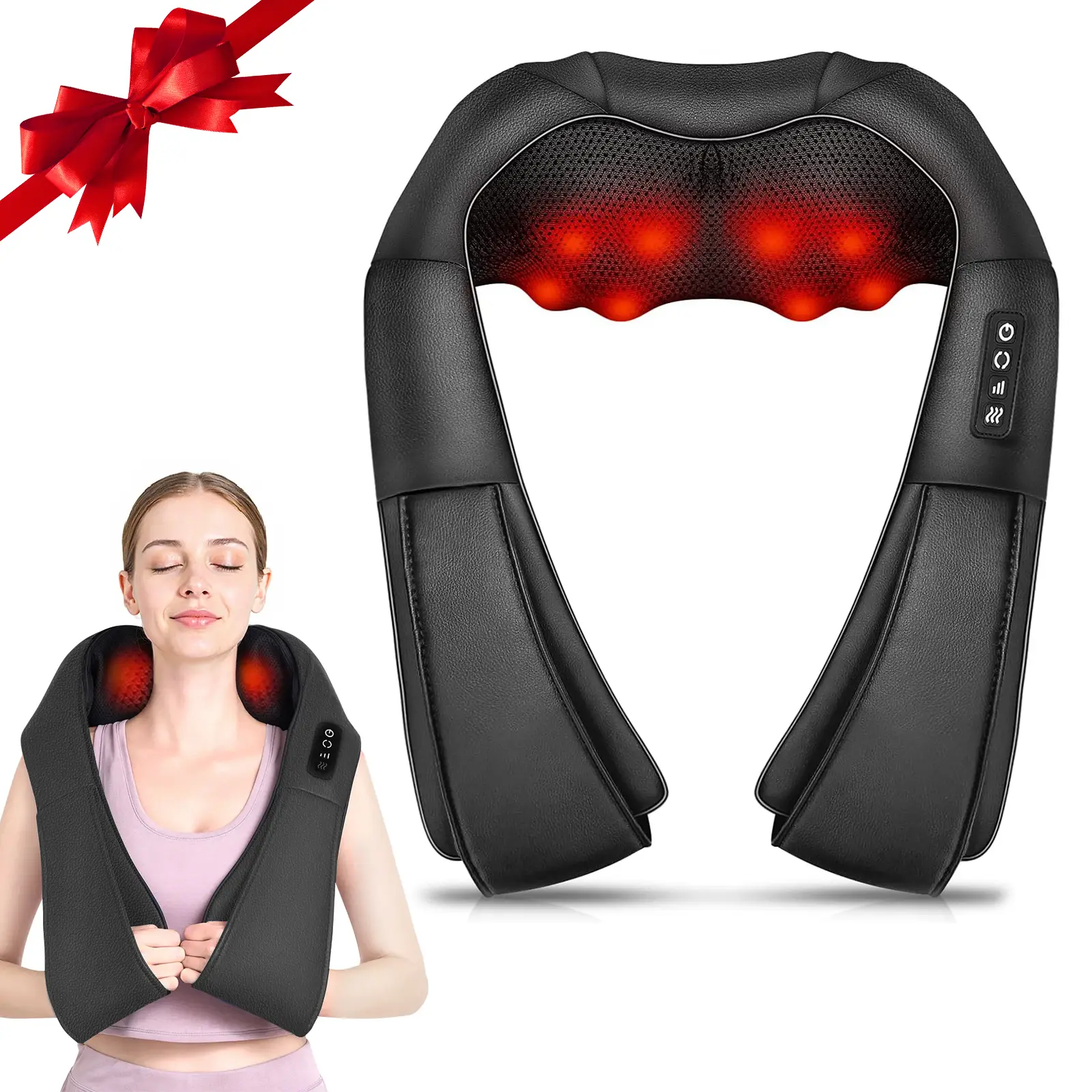 Neck Electric Massager with Heat, Back Foot and Shoulder Comfort Kneading Massager Pillow for Muscle Pain Relief, Use at home car, Friend Family Gifts