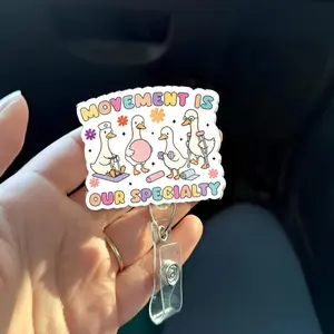 Physical Therapy Badge Reel | Occupational Therapy Badge Holder | Funny Goose Movement Is Our Specialty Retractable ID Clip for PT OT Rehab