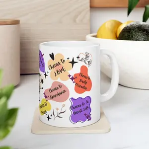 Manifesting, Already Done Grateful Cheers Ceramic Mug | Cheerful Feel Good Design