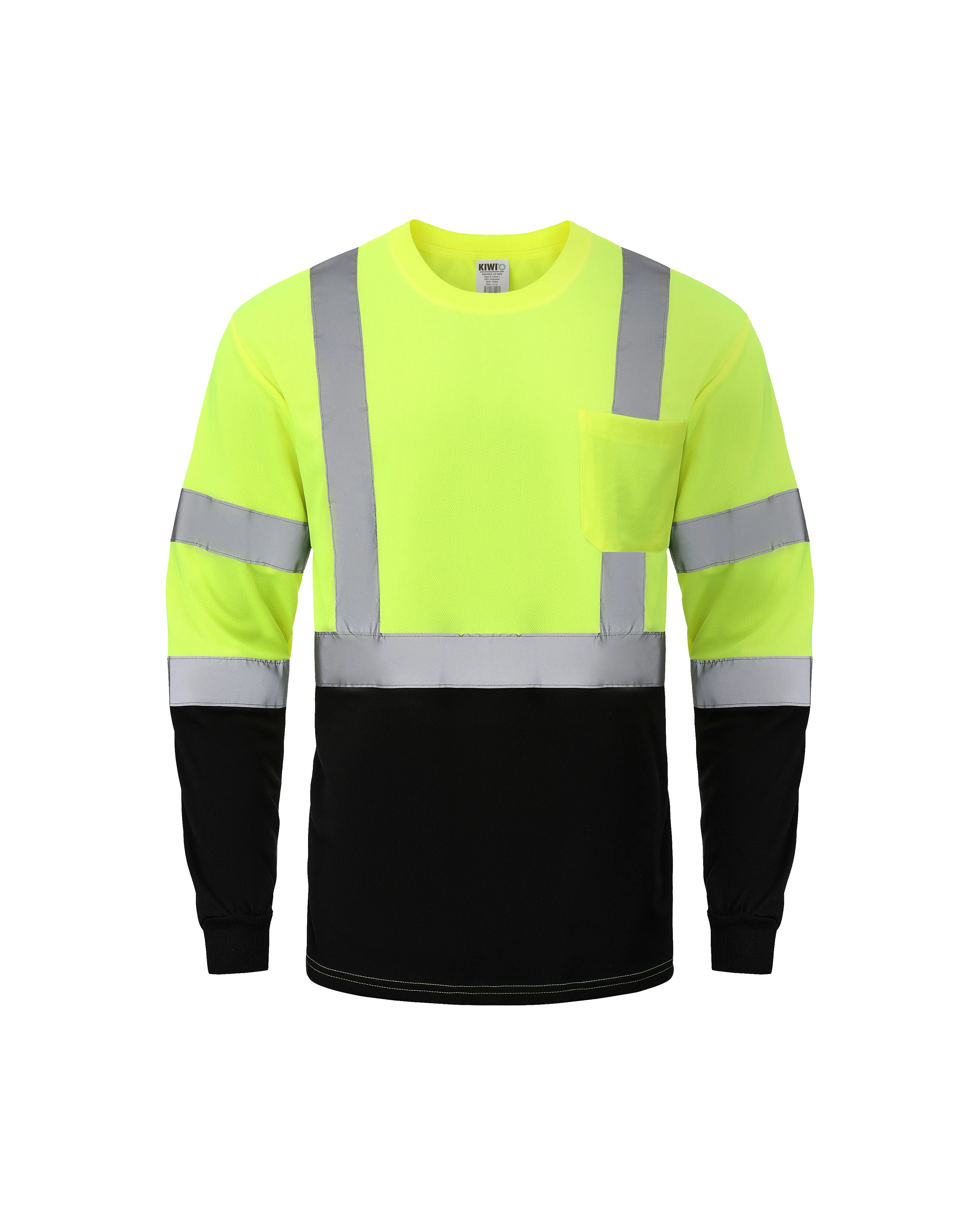Kiwi High Visibility ANSI/ISEA 107-2020, Type R, Class 3 Two Tone Neon Long Sleeve Safety Shirt [73100]