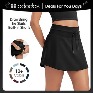 ODODOS Women's Drawstring Tie Skorts with Built-in Shorts, Ball Pocket for Athletic, Golf, Tennis Daily Wear summerwins