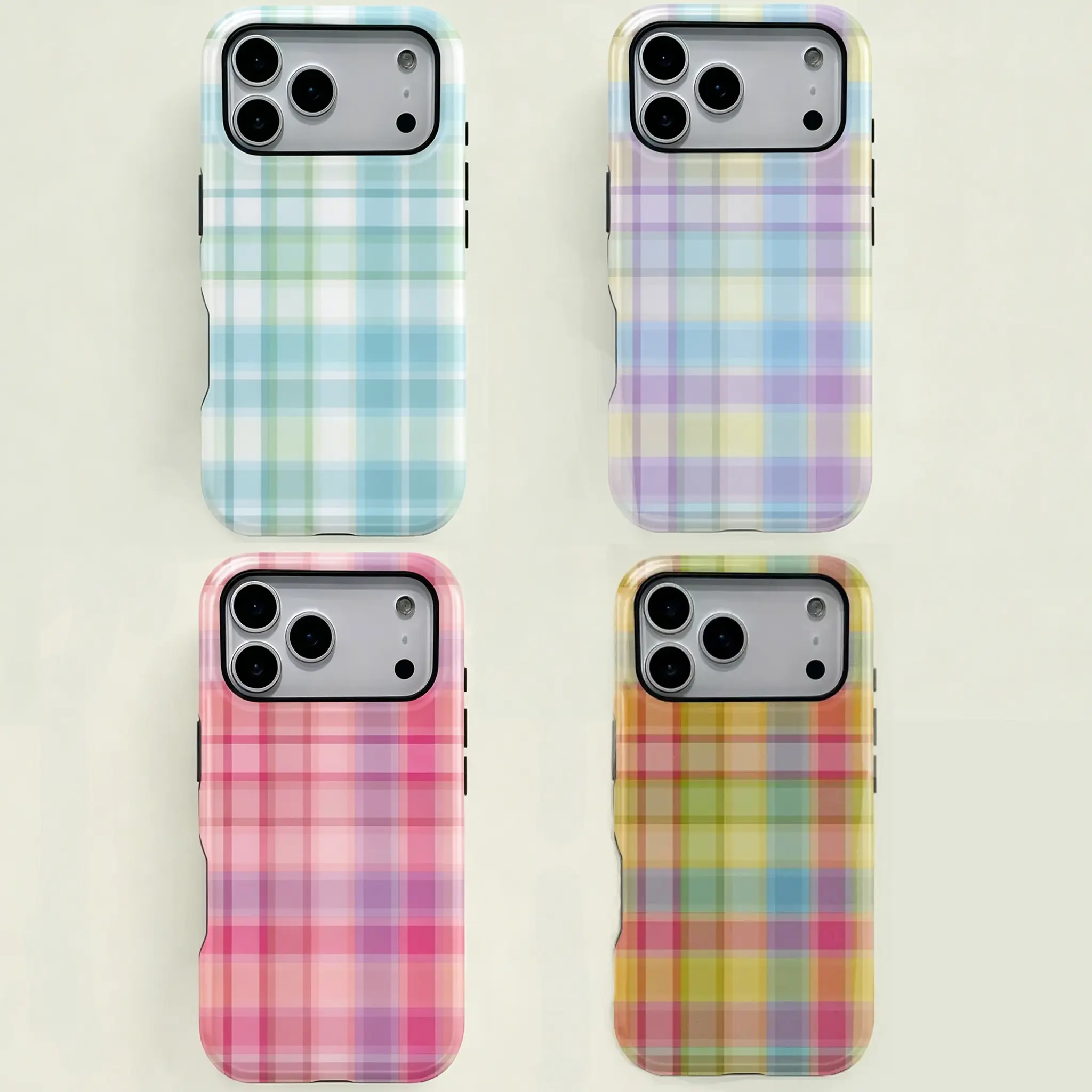 Compatible With iPhone 13 Case Colorful Plaid Pattern Retro Square Phone Case, Candy Color Print, Durable Two-In-One Protection, Fits iPhone 17-12 Pro, Samsung S25-S22 Ultra Series Compatible with Samsung Galaxy S26