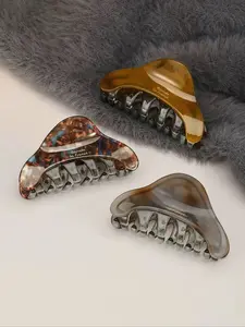 3pcs Vintage Leopard Print Acetate Hair Claw Clips, Stylish Triangle Design, Suitable for Daily Use & Parties, Elegant All-Purpose Headwear, Hair Clip Set, Hair Claws Set
