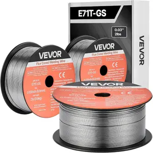 VEVOR Flux Core MIG Welding Wire, E71T - GS 0.035 - inch 2 LBS, Gasless Mild Steel Welding Wire with Low Spatter for All Position Arc Welding, Self - Shielded for Outdoor Use (Pack of 3 Rolls)