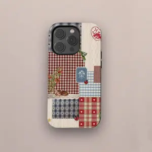 Patchwork Quilt Floral Tough Phone Case, Retro Cottagecore Phone Cover ip and ss, Aesthetic Protective Cover, Fall Accessory,phone Case Suitable for Iphone 11/12/13/14/15/16/17 Pro Promax Plus Air