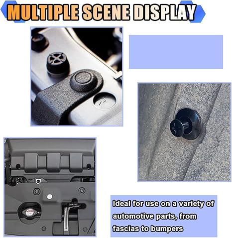 100 PCS Bumper Push Fasteners Rivet Clip Kit, ABS Retainer Expansion Screws with Removal Tool, 6 Popular Sizes Fenders/Body Fixing Clips, Universal for Most Cars, Trucks, SUVs (Black&White)