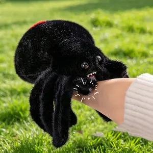 Simulation black spider plush toy doll, funny prank plush doll, cute black spider toy