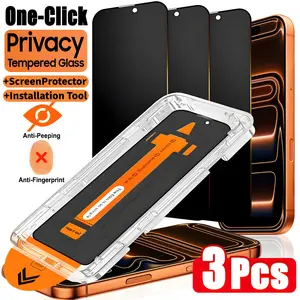 3-Pack Privacy Tempered Glass Film Protector for iPhone 17 Pro Max/17 Pro/16/15/15 Plus/14/13/12/11/XS/XR, 9h Full Screen Coverage, Anti-Fingerprint, Scratch-Resistant