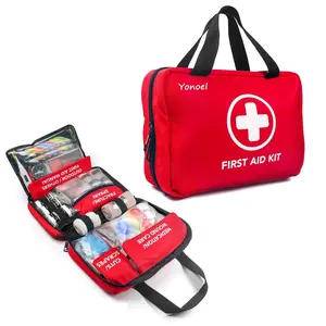 First Aid Kit, Premium Waterproof Compact Trauma Medical Kits for Any Emergencies, Ideal for Home, Office, Car, Travel, Outdoor, Camping, Hiking, Boating, Valentine's Day Gift (Red)