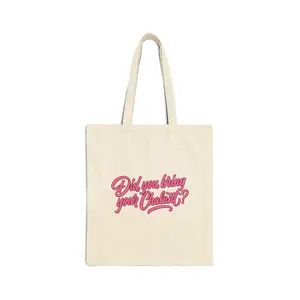 Did You Bring Your Chalant? Pink Script Cotton Canvas Tote Bag