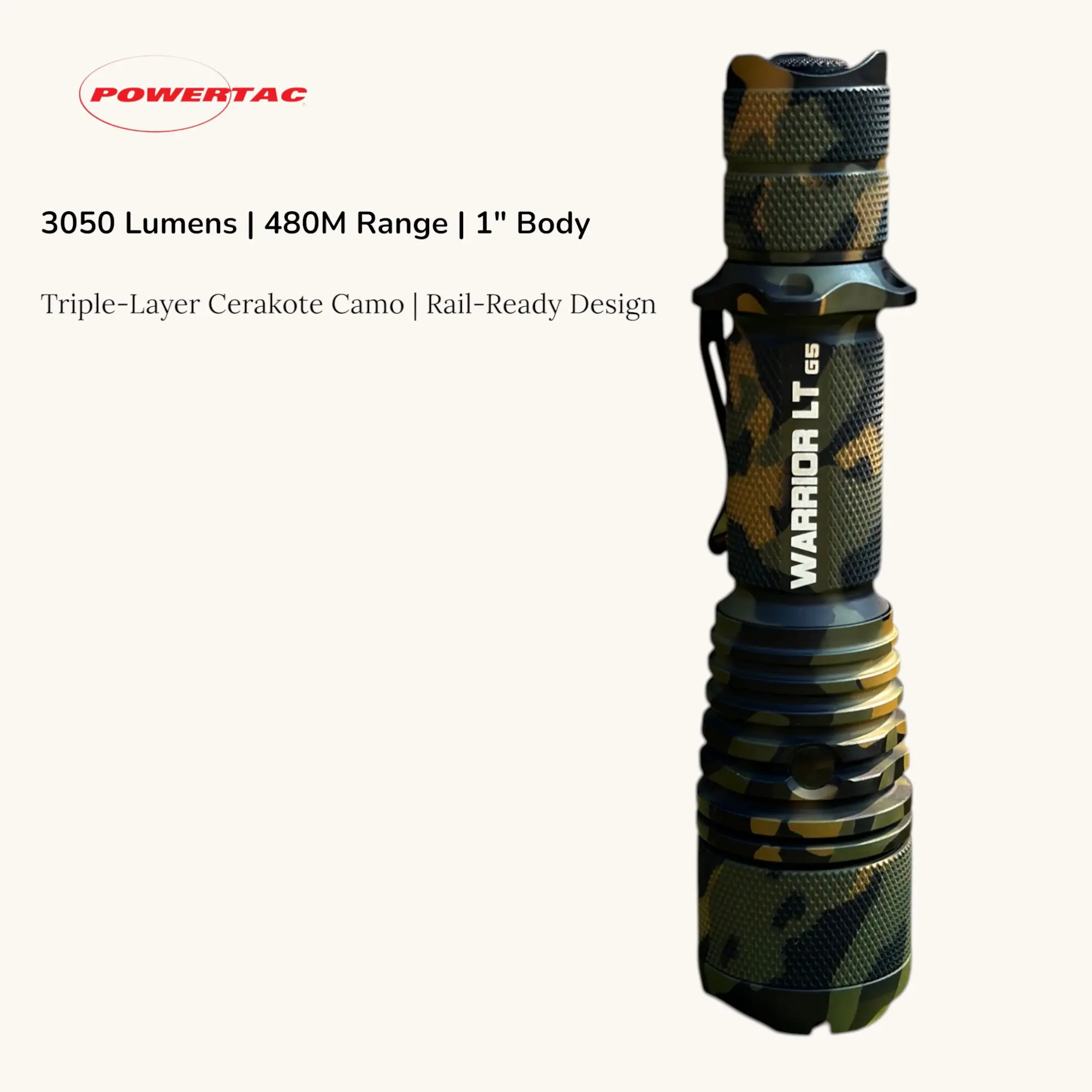 Warrior GEN5 LT-(Long Throw) - 3050 Lumen   480 Meter   Tactical Flashlight