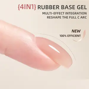 【Buy 2 Get 1 Free Top Coat】12ML Rubber Base Builder Gel for Natural Nails, Needed Top Coat & UV/LED,Long Lasting Milky White Nude Gel Polish for Nail Thickening & Strengthener, 4-in-1 Color Gel in A Bottle